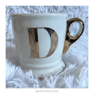 Anthropologie ▪ Gilded Stonewear Monogram Initial Metallic Gold Foil "D" Mug